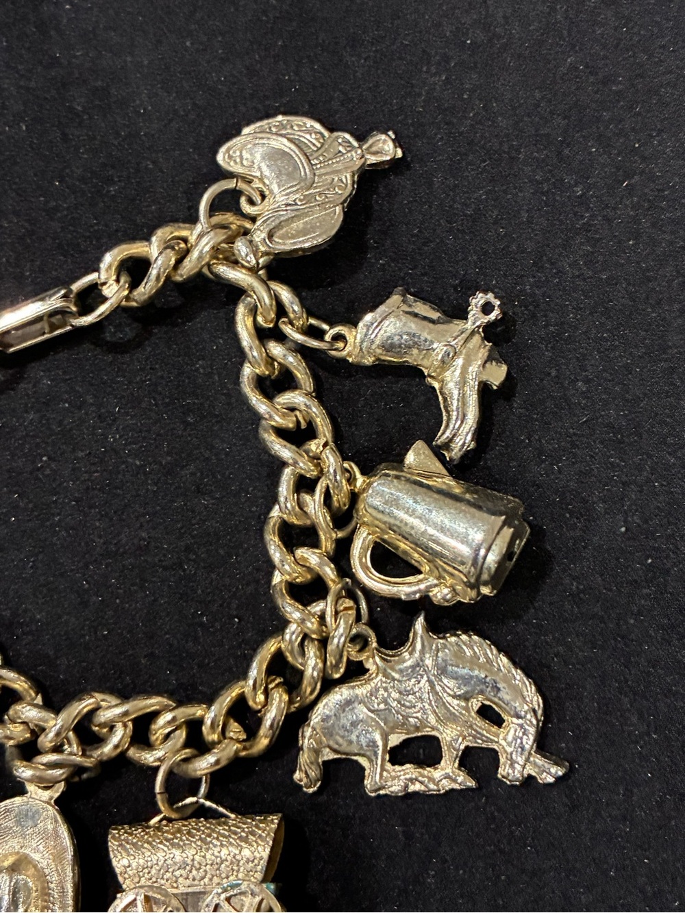 Vintage Gold Tone Western Charm Bracelet - Picture 4 of 6